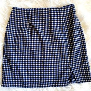 Flannel Cute Blue,Black and White Plaid Flannel Mini Skirt w/ Zipper &…